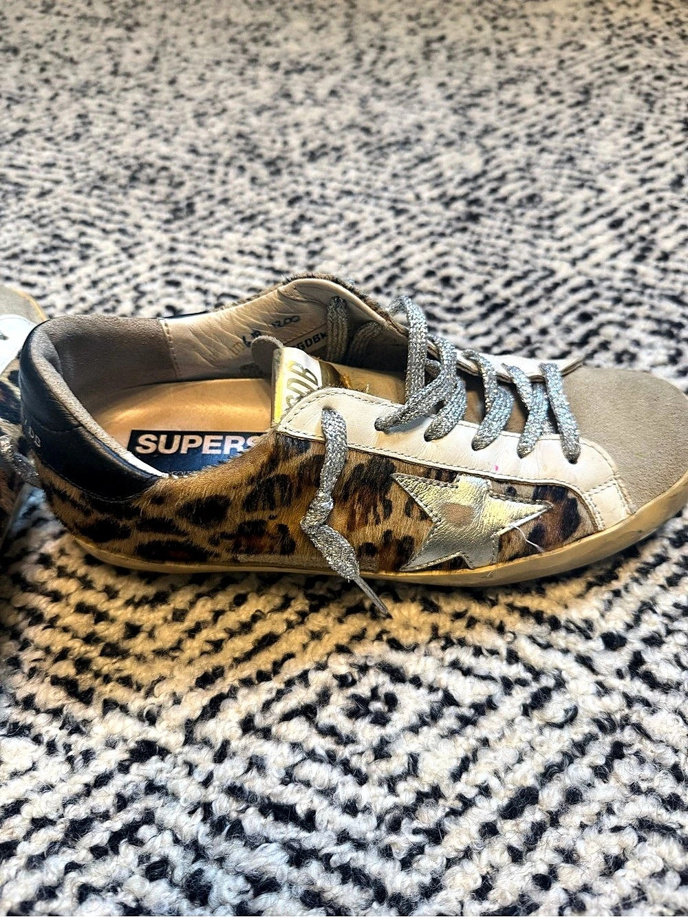 Golden Goose Super-Star Leopard Print Gold Sneakers
